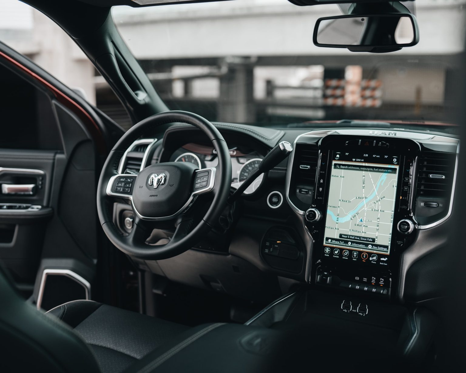A picture of the interior of a car.