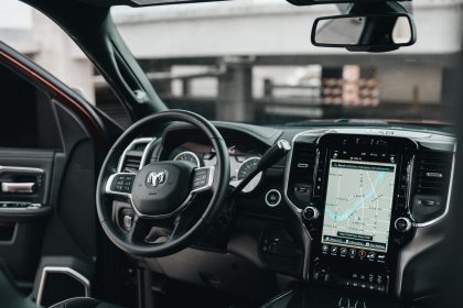 A picture of the interior of a car.